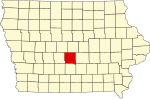 Map of Iowa highlighting Polk County